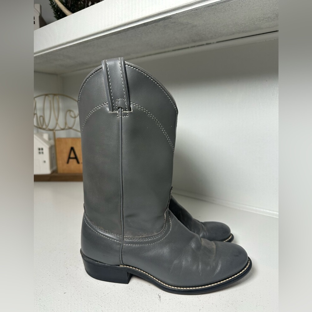 Vintage Laredo Roper Boots Women’s 6.5B Gray Leather Classic Western Roper USA - Picture 5 of 9